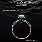 MSR006 Sterling Silver S925 Six Claw Moissanite Ring White Gold Plated Jewellery, Size: No.10 - Image 3