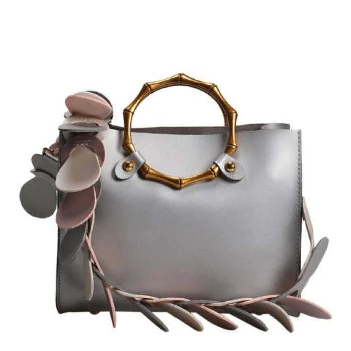 Beverly Hills Polo Club - Grey Leather Top Handle Bag - Image 4