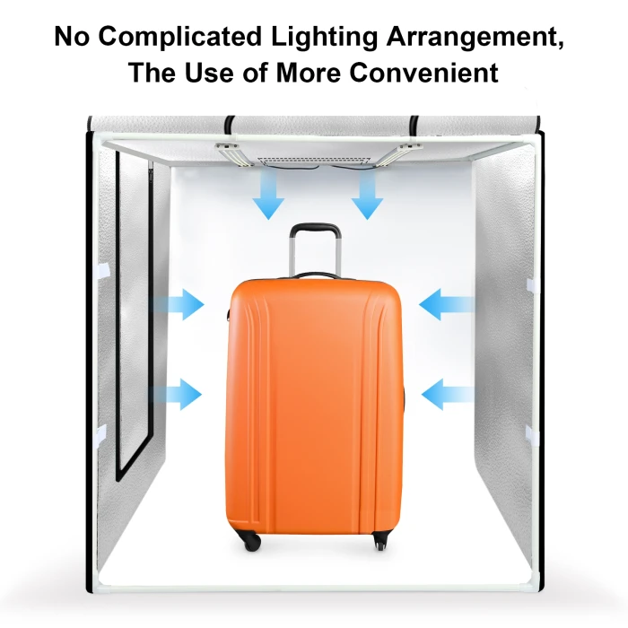 PULUZ 80cm Folding Portable 80W9050LM White Light Photo Lighting Studio Shooting Tent Box Kit with 3 Colors (Black, White, Orange) Backdrops(UK Plug - Image 2