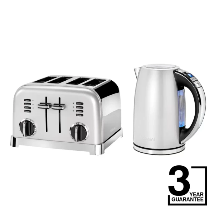 Cuisinart Style Multi Temp 1.7L Kettle & 4 Slot Toaster Set - Frosted Pearl - Image 1
