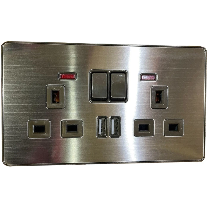 Double Wall UK Plug Socket 2 Gang 13A with/without USB Charger Port Outlet Plate~3869 - Image 6