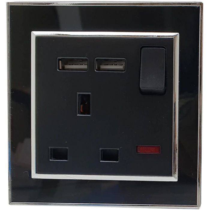 Double Wall UK Plug Socket 2 Gang 13A with/without USB Charger Port Outlet Plate~3869 - Image 3