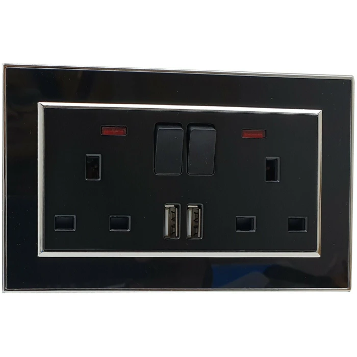 Double Wall UK Plug Socket 2 Gang 13A with/without USB Charger Port Outlet Plate~3869 - Image 2