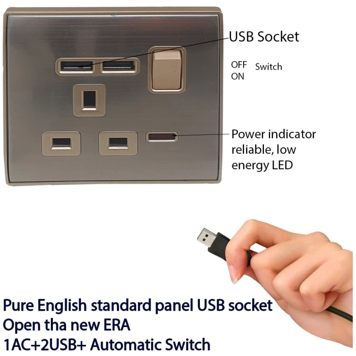 Double Wall UK Plug Socket 2 Gang 13A with/without USB Charger Port Outlet Plate~3869 - Image 13