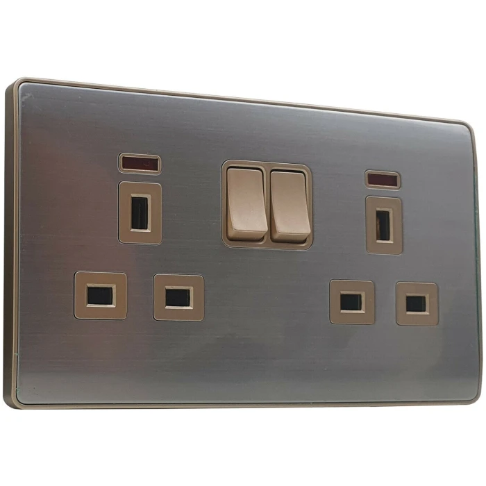Double Wall UK Plug Socket 2 Gang 13A with/without USB Charger Port Outlet Plate~3869 - Image 10